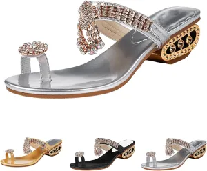 Walking Sandals Women, Flat Shoes Comfortable Bohemian Elastic Ankle Strap Beach Walking Sandals for Women Rhinestone Bohemian Flat Sandals Dressy Casual Summer Sandals