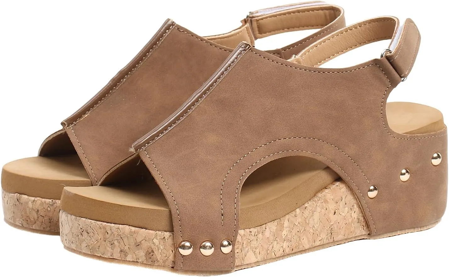 Wedge Sandals for Women 2025, Women's Platform Sandals Wedge Heels Sandals Ankle Strap Open Toe Casual Summer Dressy Wedges Shoes Ladies Sandals (A-Brown, 8)