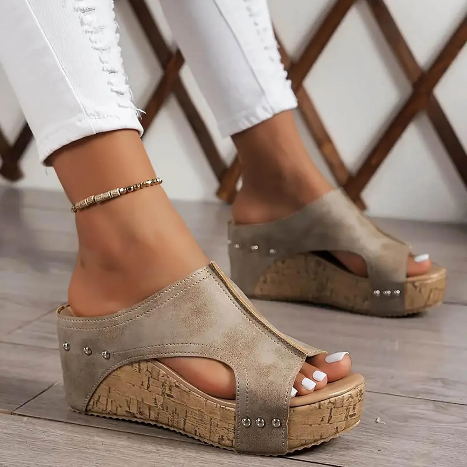 Wedges & Platform Sandals Women Orthopedic Sandals Soft Sole Non-Slip Wedge Sandals for Women Arch Support Summer Slippers Dressy Shoes Hollow Out Travel Slipper, 6, 1-black