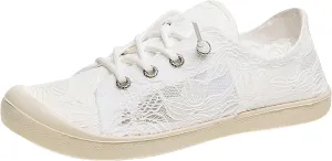 White Sneakers for Women Slip On Canvas Sneaker Low Top Casual Walking Shoes Classic Comfort Lace Fashion Sneakers