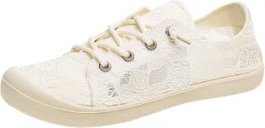 White Sneakers for Women Slip On Canvas Sneaker Low Top Casual Walking Shoes Classic Comfort Lace Fashion Sneakers