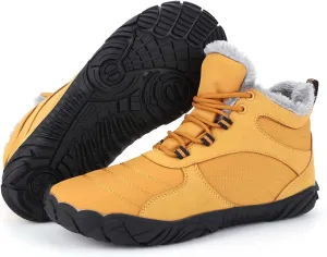 Winter Snow Boots for Women Men Hike Barefoot Shoes Minimalist Winter Snow Boots Zero Drop & Wide Toe Box & Waterproof Fur Lining Snow Booties Warm Hike Shoes