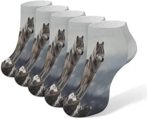 Wolf on The Mountain Casual Socks Soft Moisture-Wicking Socks Low Cut Invisible Liner Ankle Sock (5 Pairs)