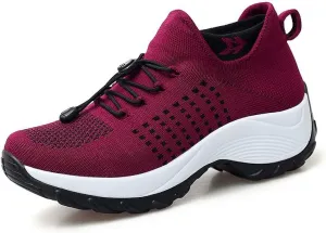 Women Slip on Trainers Orthopedic Breathable Cushion Shoe Comfortable Casual Ladies Athletic Shoe Thick Bottom Walking Shoes