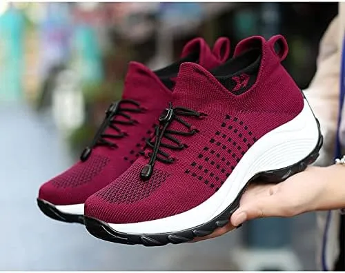 Women Slip on Trainers Orthopedic Breathable Cushion Shoe Comfortable Casual Ladies Athletic Shoe Thick Bottom Walking Shoes