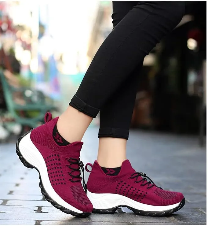 Women Slip on Trainers Orthopedic Breathable Cushion Shoe Comfortable Casual Ladies Athletic Shoe Thick Bottom Walking Shoes