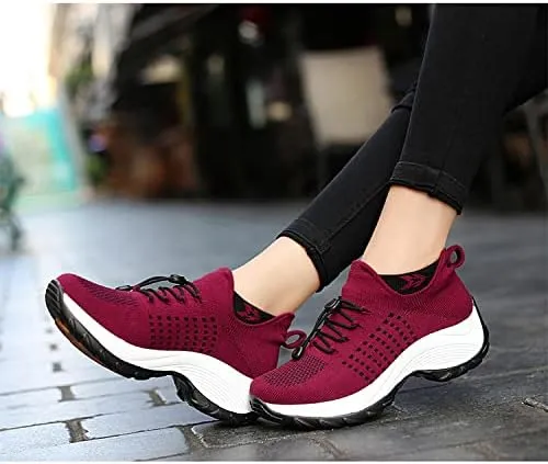 Women Slip on Trainers Orthopedic Breathable Cushion Shoe Comfortable Casual Ladies Athletic Shoe Thick Bottom Walking Shoes
