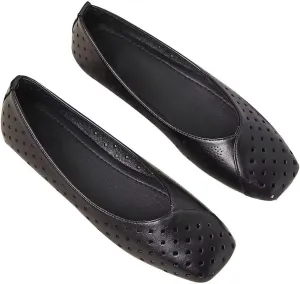 Women Summer Mary Jane Flats Breathable Low Heel Fashion Dress Shoes Square Toe Buckle Strap Casual Office Beach Shoes
