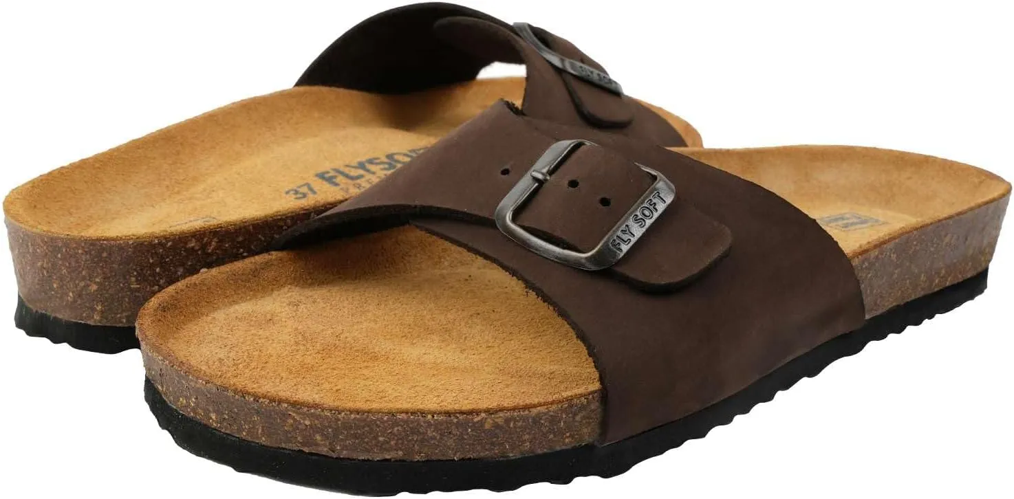 Women's 100% Genuine Leather Sandals - Comfortable Smart Foam Footbed, Slip-On Slides for Summer Wear, Adjustable Fit and Durable Non-Slip Sole