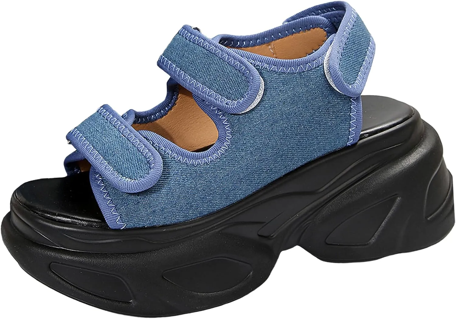 Women's Adjustable Hook and Loop Open Toe Platform Sport Sandals Summer Outdoor Wedge Orthotic Walking Sandals Casual Beach Sandals
