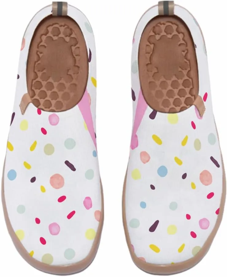 Women's Art Painted Casual Loafers Knitted Travel Slip On Shoes Lightweight Comfort Walking Sneakers