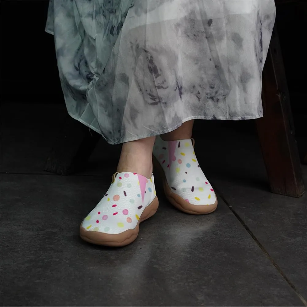 Women's Art Painted Casual Loafers Knitted Travel Slip On Shoes Lightweight Comfort Walking Sneakers