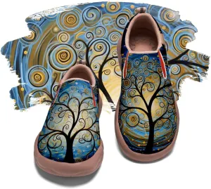 Women's Art Painted Travel Shoes Slip On Casual Leather Loafers Lightweight Comfort Fashion Sneaker
