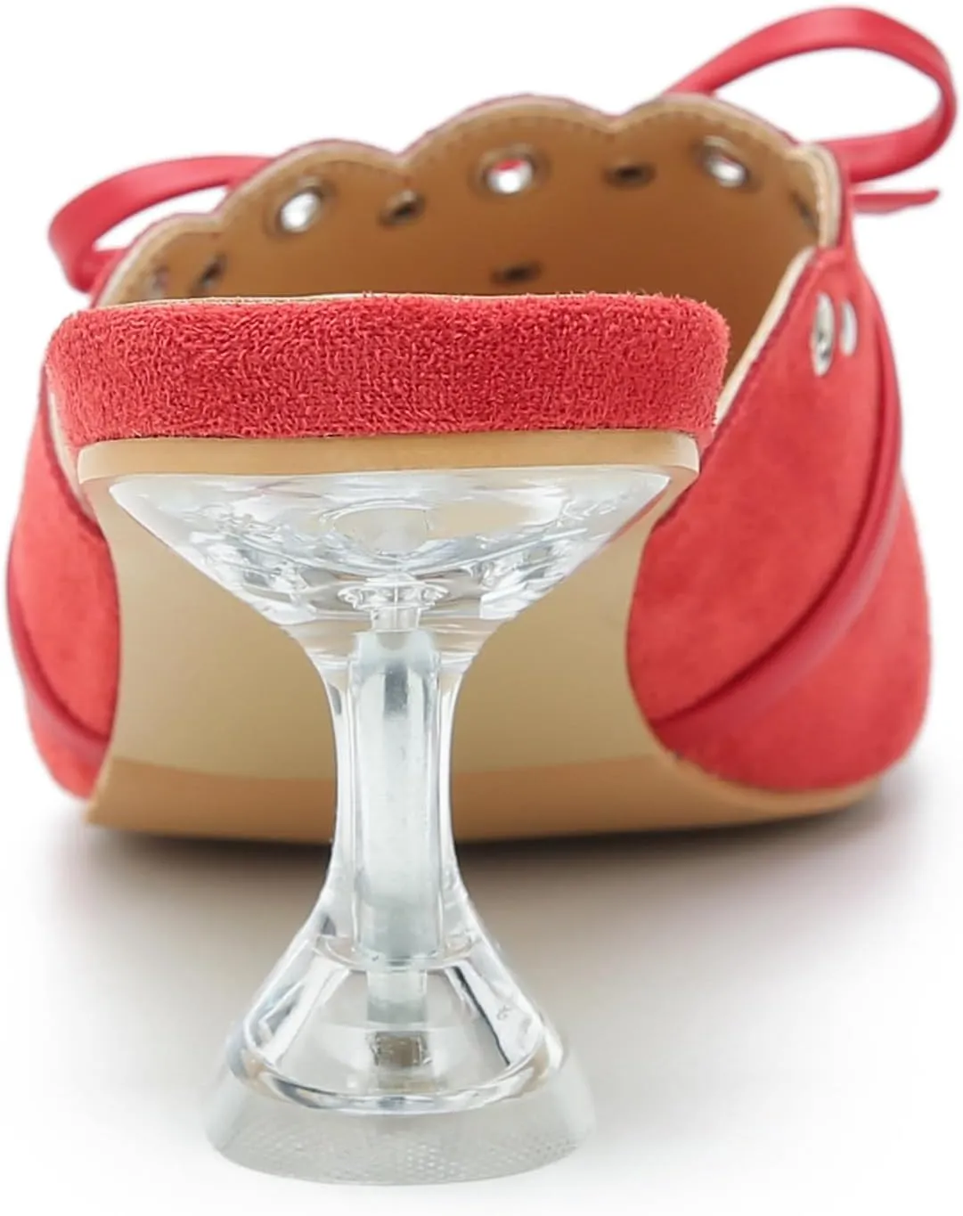 Women's Bow Heels Slippers Square Toe Clear Kitten Heeled Sandals Comfortable Mules Slip On Party Prom Dress Shoes
