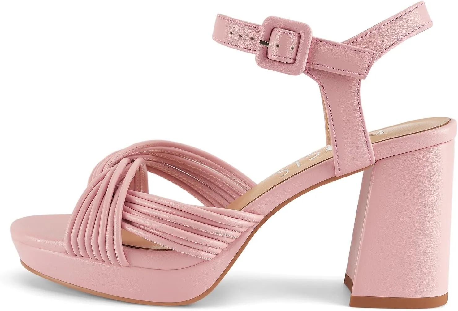 Women's Chunky Platform Heels Baby Pink Block Heeled Sandals Round Open Toe Comfy Bow Heels Slingback Sandal Wedding Party Shoes for Ladies Stylish Cute Summer