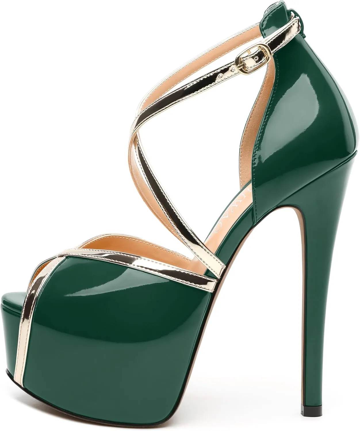 Womens Heeled Sandals, Round Open Toe Stiletto Heel Platform Sandals for Women, Buckle Fashion Adjustable Ankle Strap Party Dress Wedding High Heel Sandals