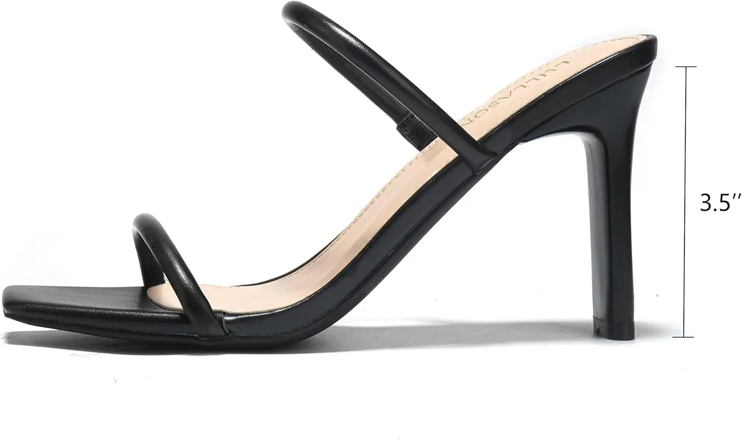 Women's Heels Sandals Block Chunky Mid Heels Slip On Slides 3.5 Inch Heeled Square Open Toe Sandals for Women