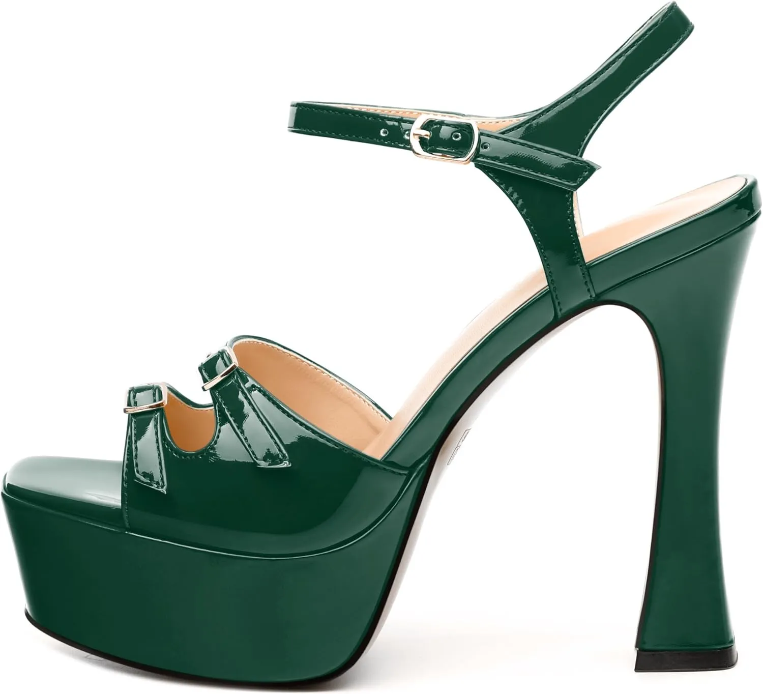 Women's High Heel Platform Sandals - Open Square Toe, Adjustable Buckle Ankle Strap, Versatile Party/Wedding/Daily Shoes