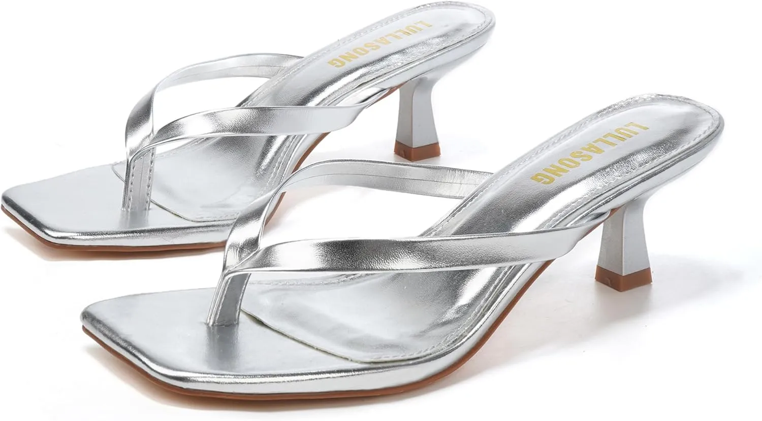 Women's Kitten Heels Sandals Square Open Toe Flip Flop Heels 1.8-2 Inch Heeled Sandals for Women
