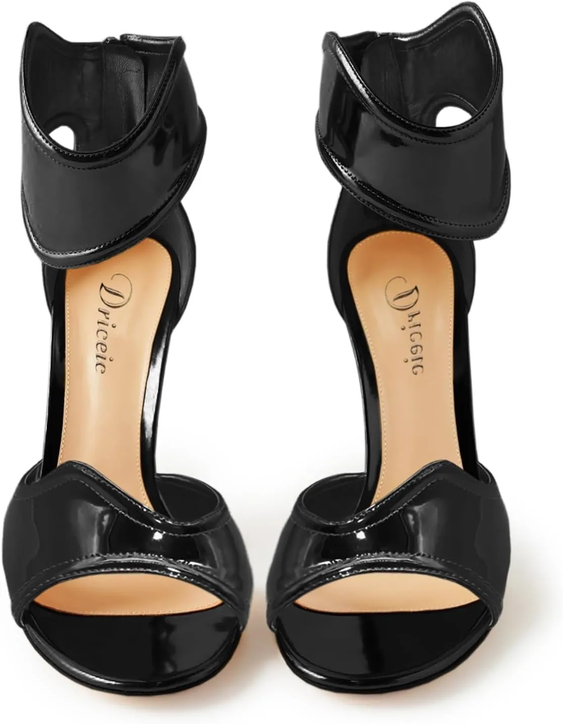 Women's Metallic Pump Open Toe Heel Sandals zipper Dressy Heels Ankle Strap Strappy Heels for Party Wedding Shoes