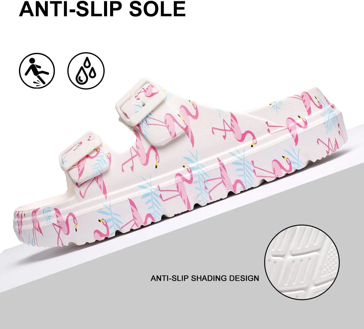 Women's Pillow Sandals Tie-dye EVA Platform Slides with Adjustable Double Buckle and Arch Support for All-Day Comfort