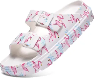 Women's Pillow Sandals Tie-dye EVA Platform Slides with Adjustable Double Buckle and Arch Support for All-Day Comfort
