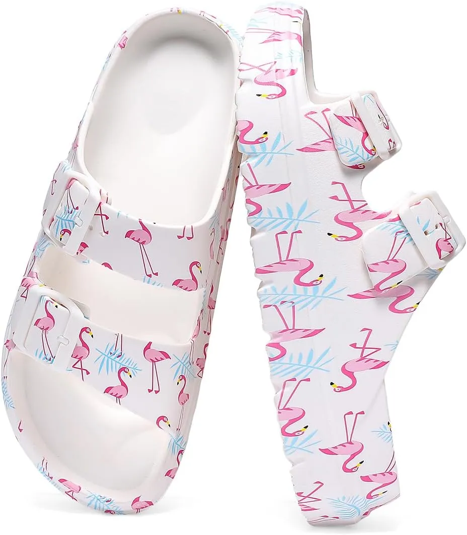Women's Pillow Sandals Tie-dye EVA Platform Slides with Adjustable Double Buckle and Arch Support for All-Day Comfort