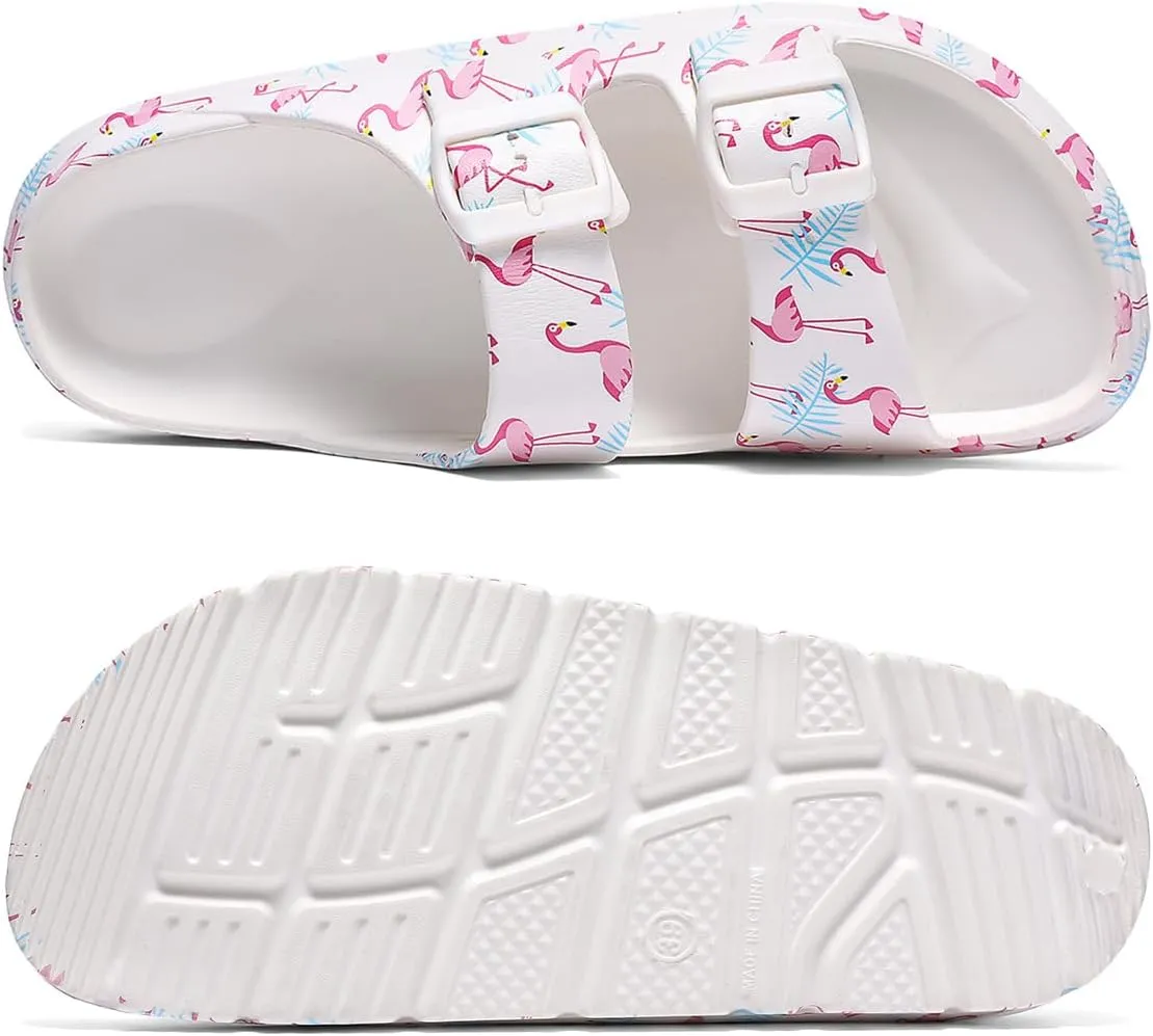 Women's Pillow Sandals Tie-dye EVA Platform Slides with Adjustable Double Buckle and Arch Support for All-Day Comfort