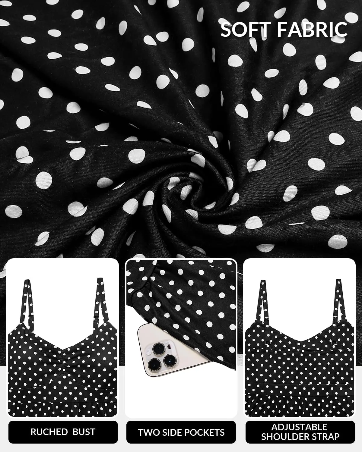 Women's Plus Size Summer Maxi Sun Dress Spaghetti Strap Ruched Bust Long Casual Sundress with Pockets