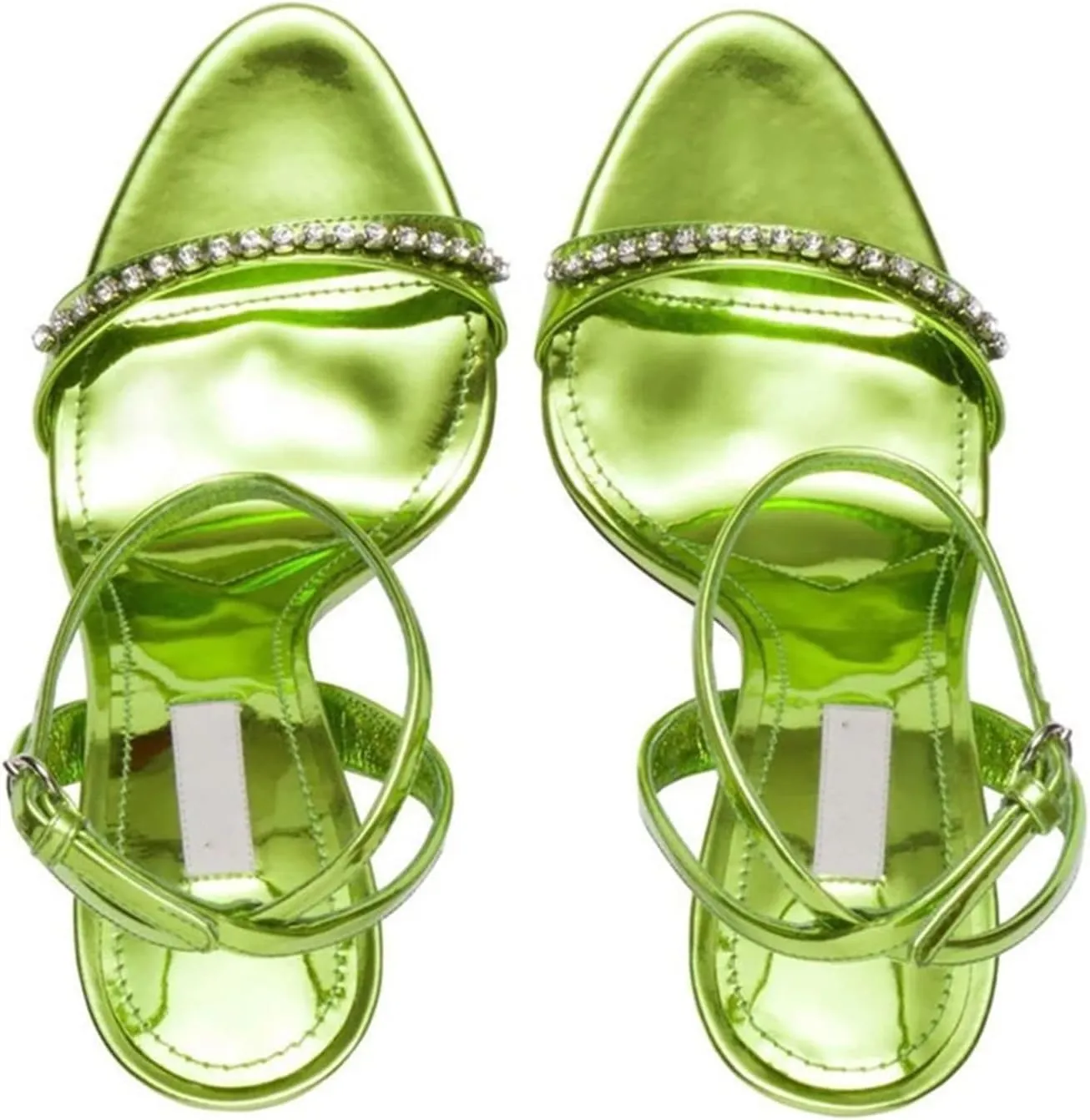 Womens Rhinestone Strappy Sandals Open Toe Ankle Strap Heels Weddings Proms Party Dress Sandals