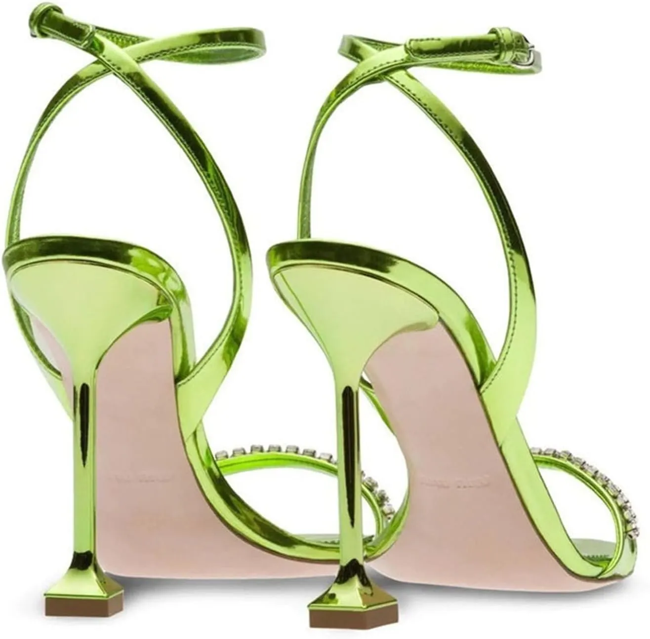Womens Rhinestone Strappy Sandals Open Toe Ankle Strap Heels Weddings Proms Party Dress Sandals