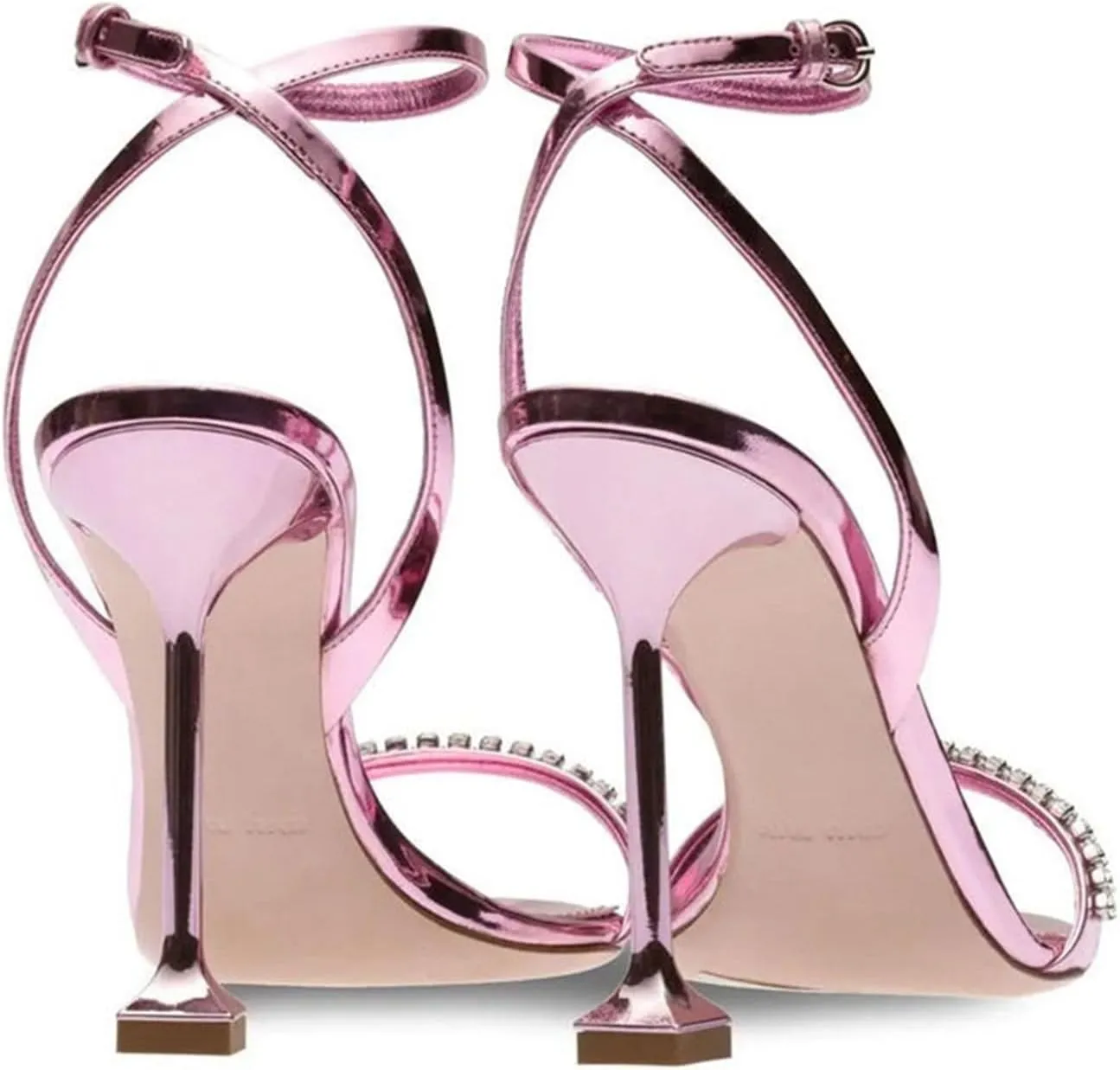 Womens Rhinestone Strappy Sandals Open Toe Ankle Strap Heels Weddings Proms Party Dress Sandals