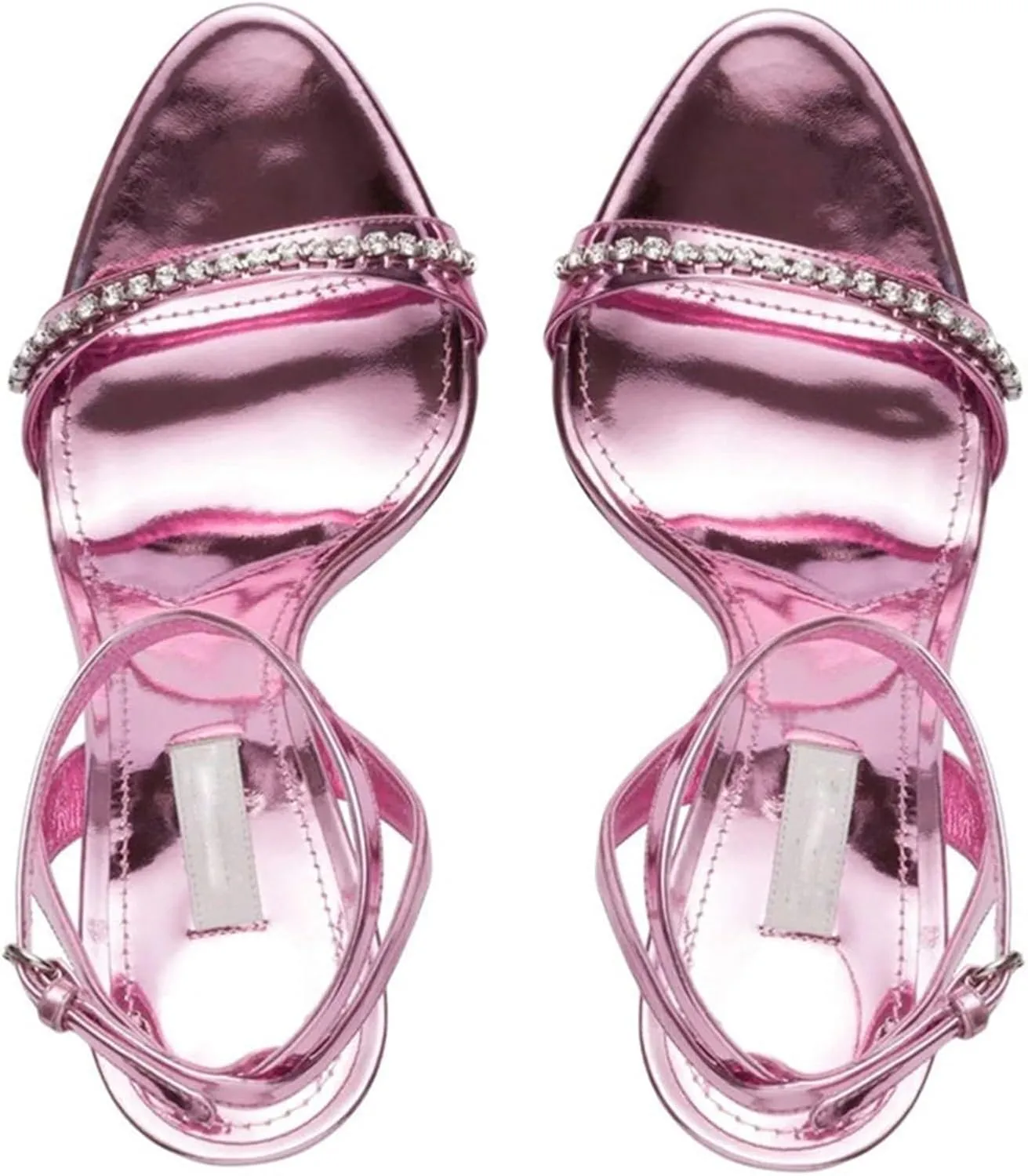 Womens Rhinestone Strappy Sandals Open Toe Ankle Strap Heels Weddings Proms Party Dress Sandals