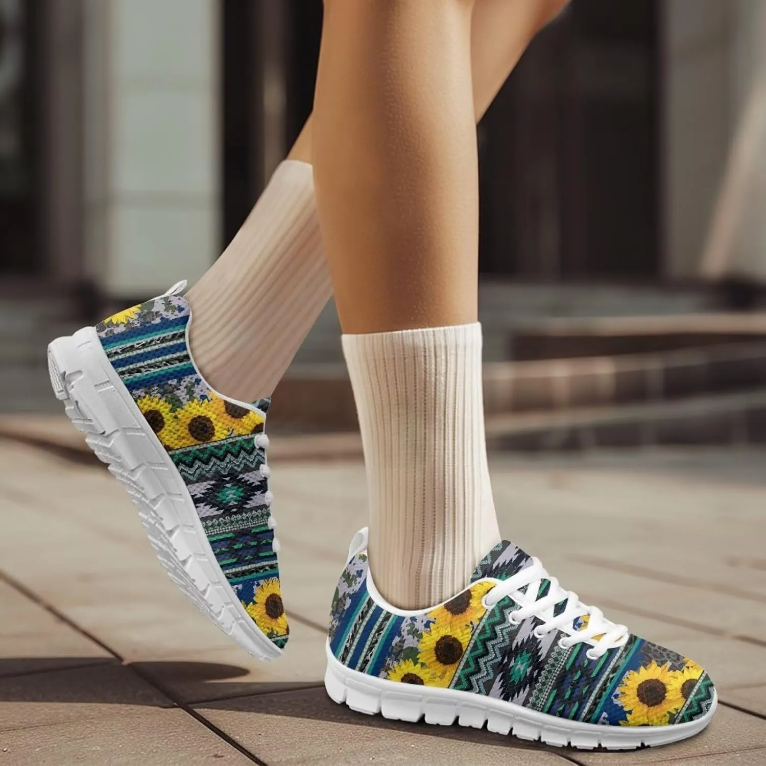 Women's Road Running Shoes Aztec Women Tennis Shoes Comfy Sneakers