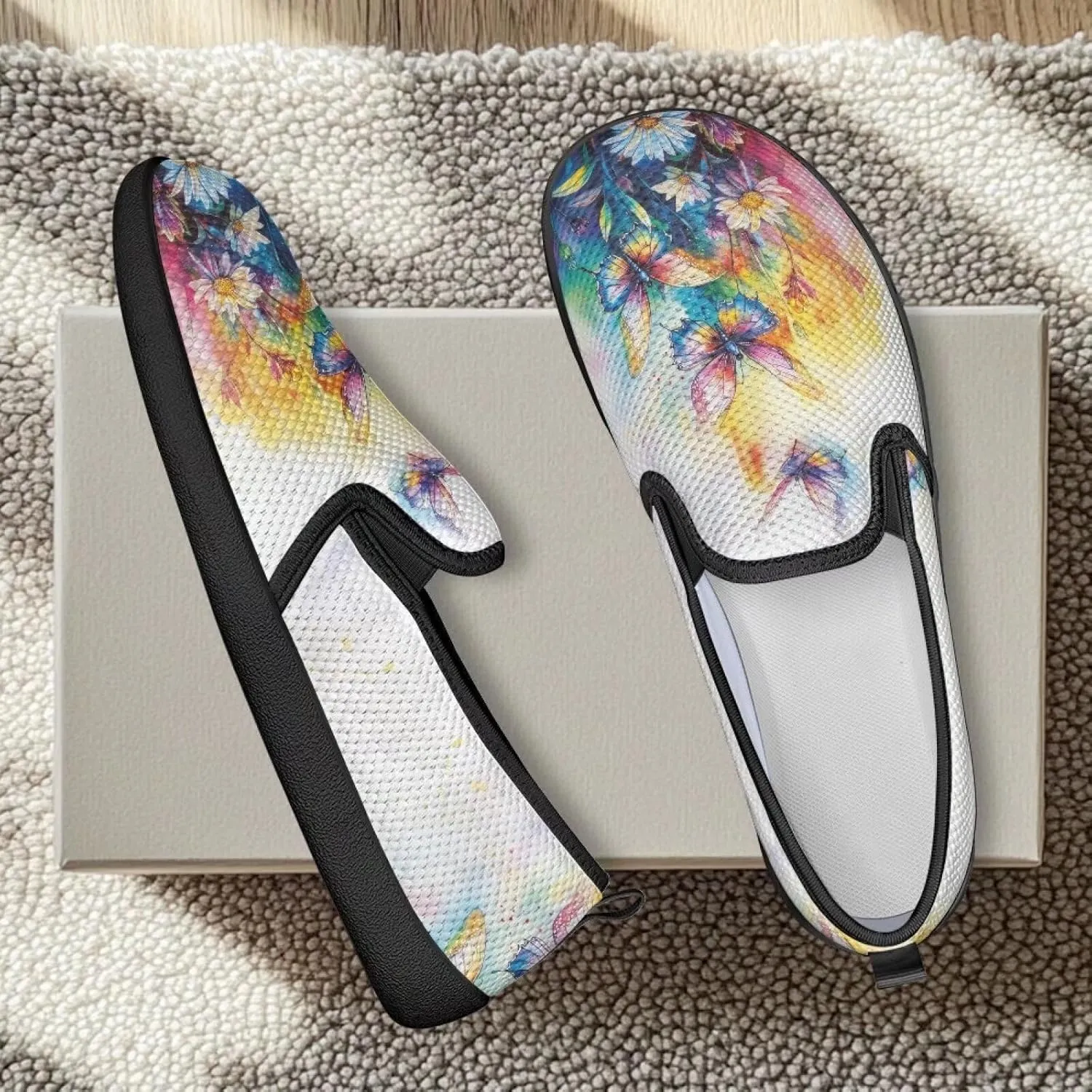 Women's Slip On Mesh Flats Breathable Casual Loafers Low-Cut Walking Shoes Round Toe Dress Shoes for Laides Fashion SizeUS 6-11