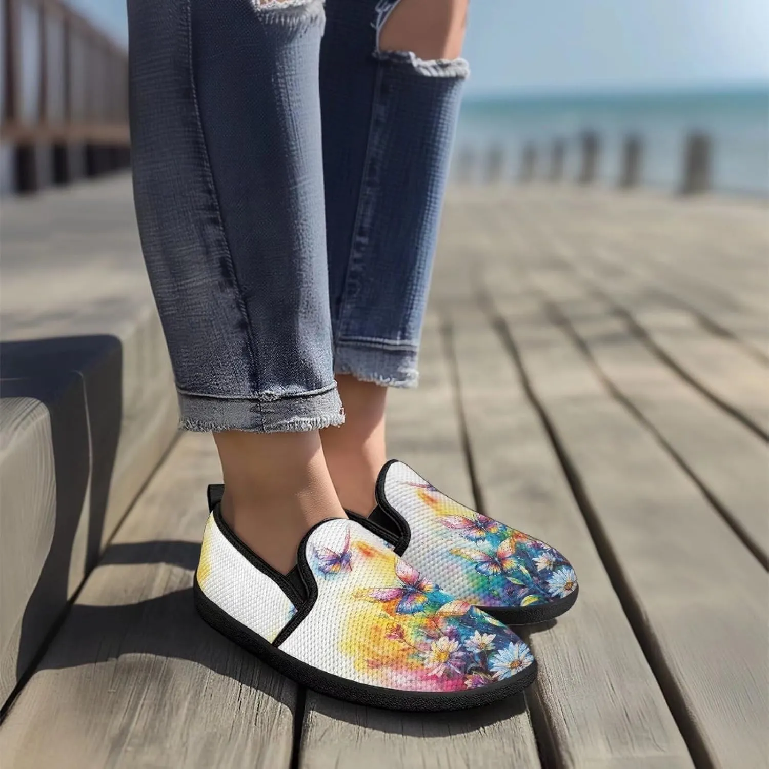 Women's Slip On Mesh Flats Breathable Casual Loafers Low-Cut Walking Shoes Round Toe Dress Shoes for Laides Fashion SizeUS 6-11