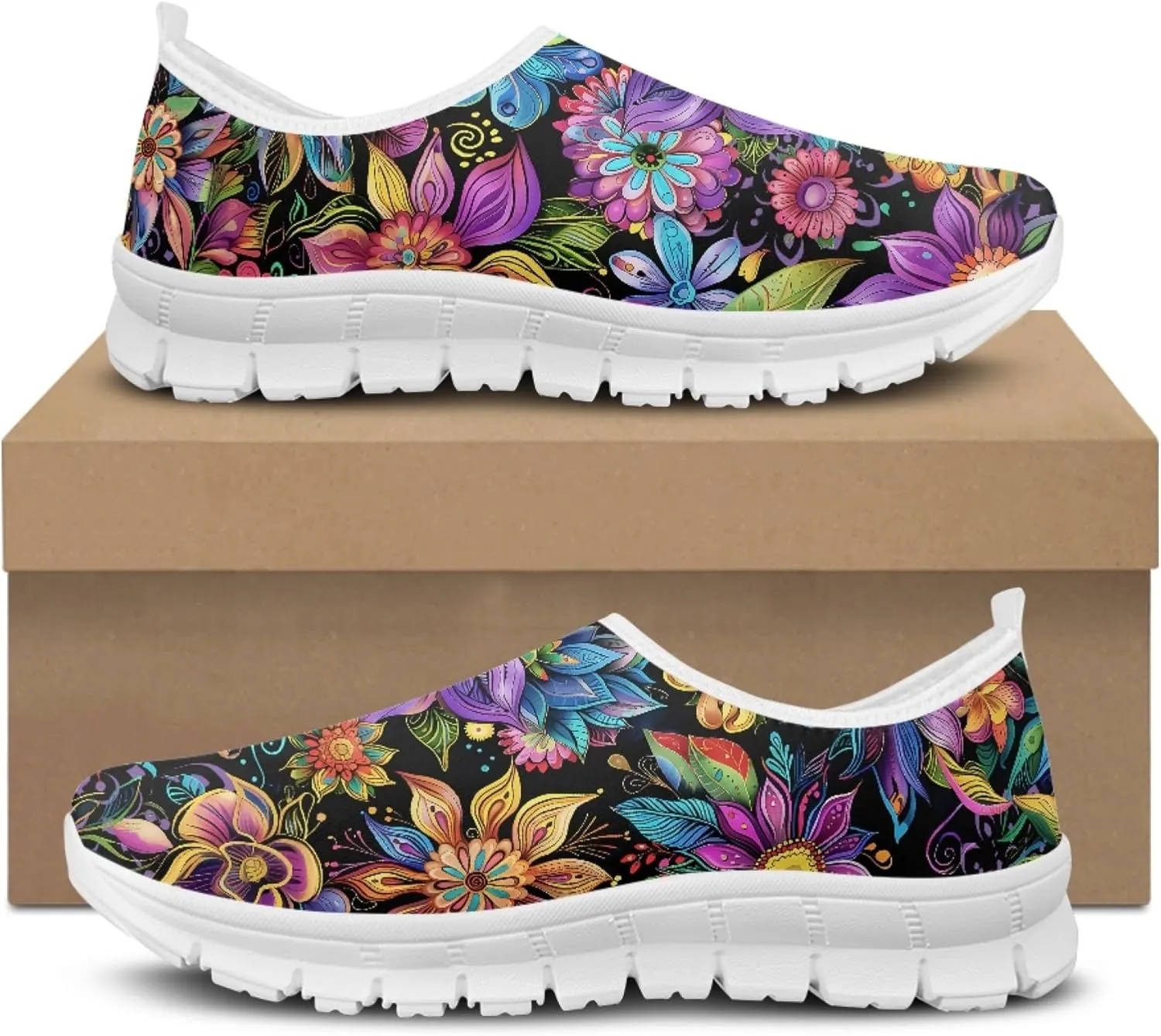 Women's Slip-On Walking Shoes Breathable Mesh Sneakers Casual Shoes