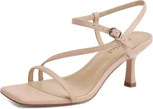 Womens Strappy Heels Kitten Low Heeled Sandals Square Open Toe Ankle Strap Party Wedding Dress Shoes