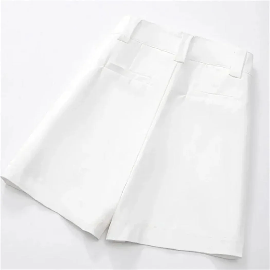 Women's Summer Cotton Linen High Waisted Loose Solid Shorts Casual Short