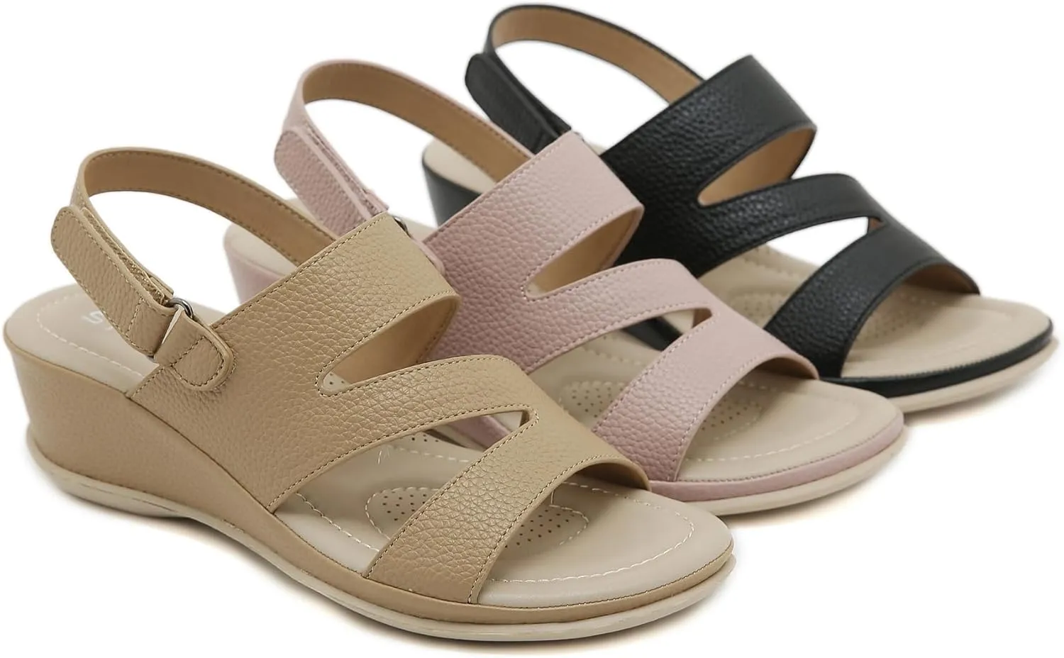 Women's Summer Outdoor Casual Metal Accent Wedge Heel Sandals - Breathable Beach-Ready Slippers with Simple Design