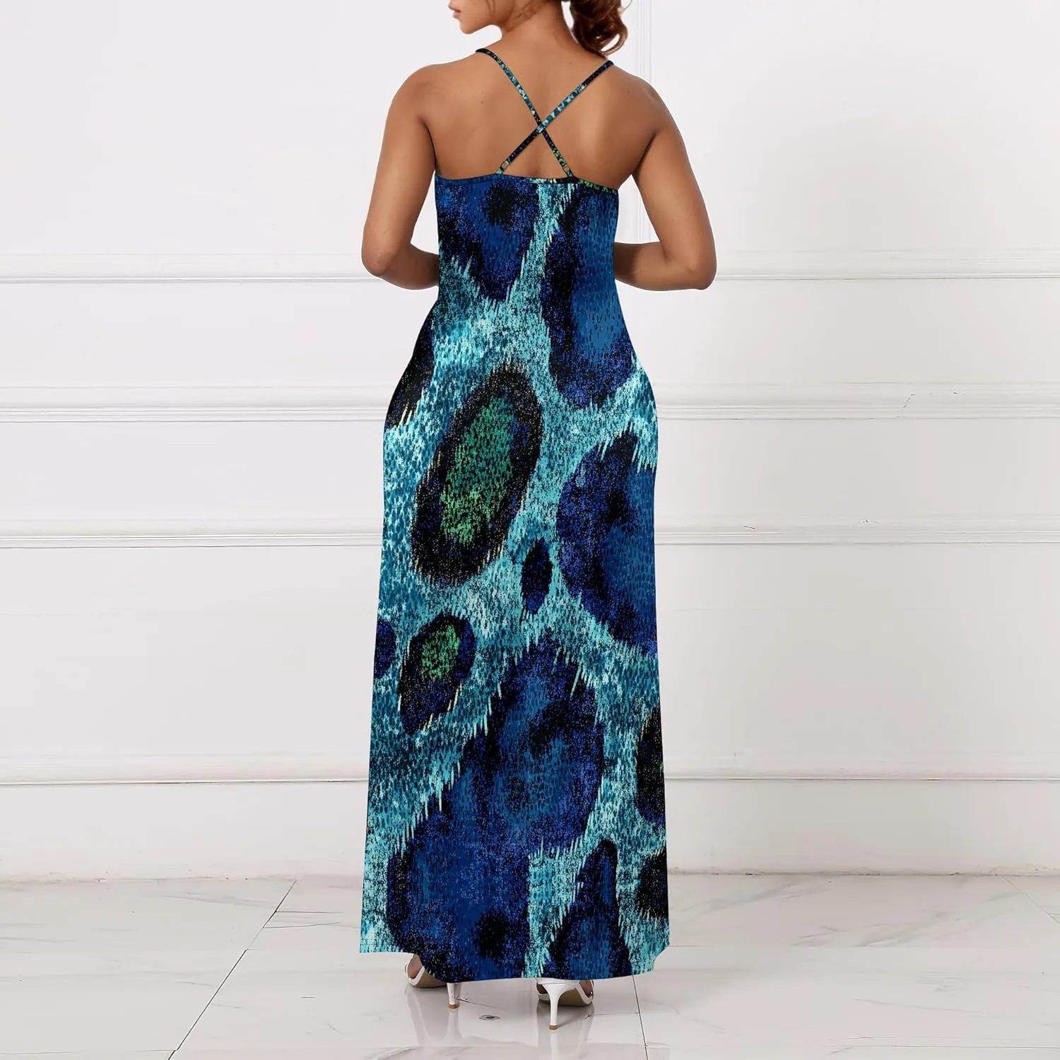 Womens V Neck Casual Outfits Long Flowy Floral Print Maxi Dresses Vacation Beach Cover ups Wedding Guests Sun Dress