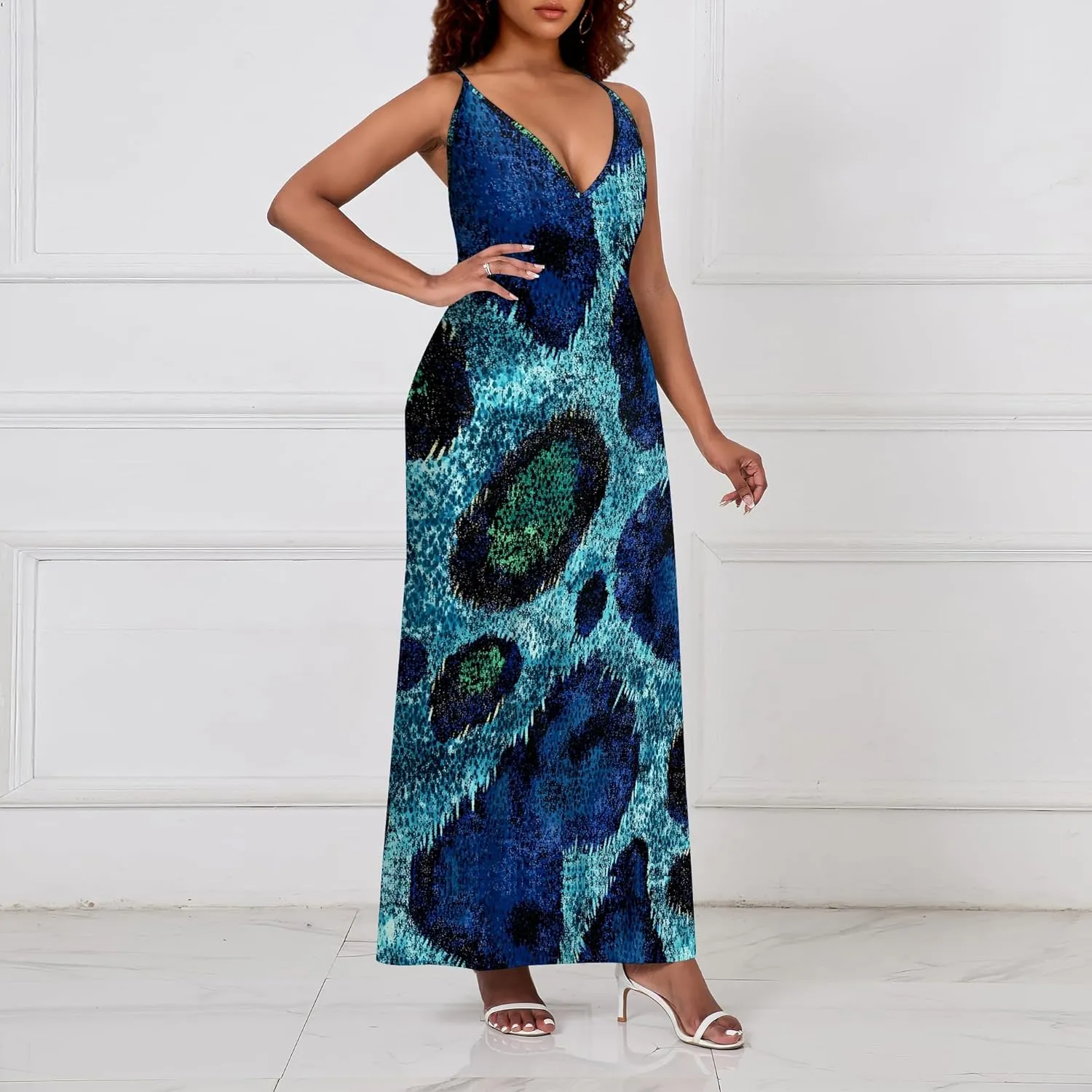 Womens V Neck Casual Outfits Long Flowy Floral Print Maxi Dresses Vacation Beach Cover ups Wedding Guests Sun Dress