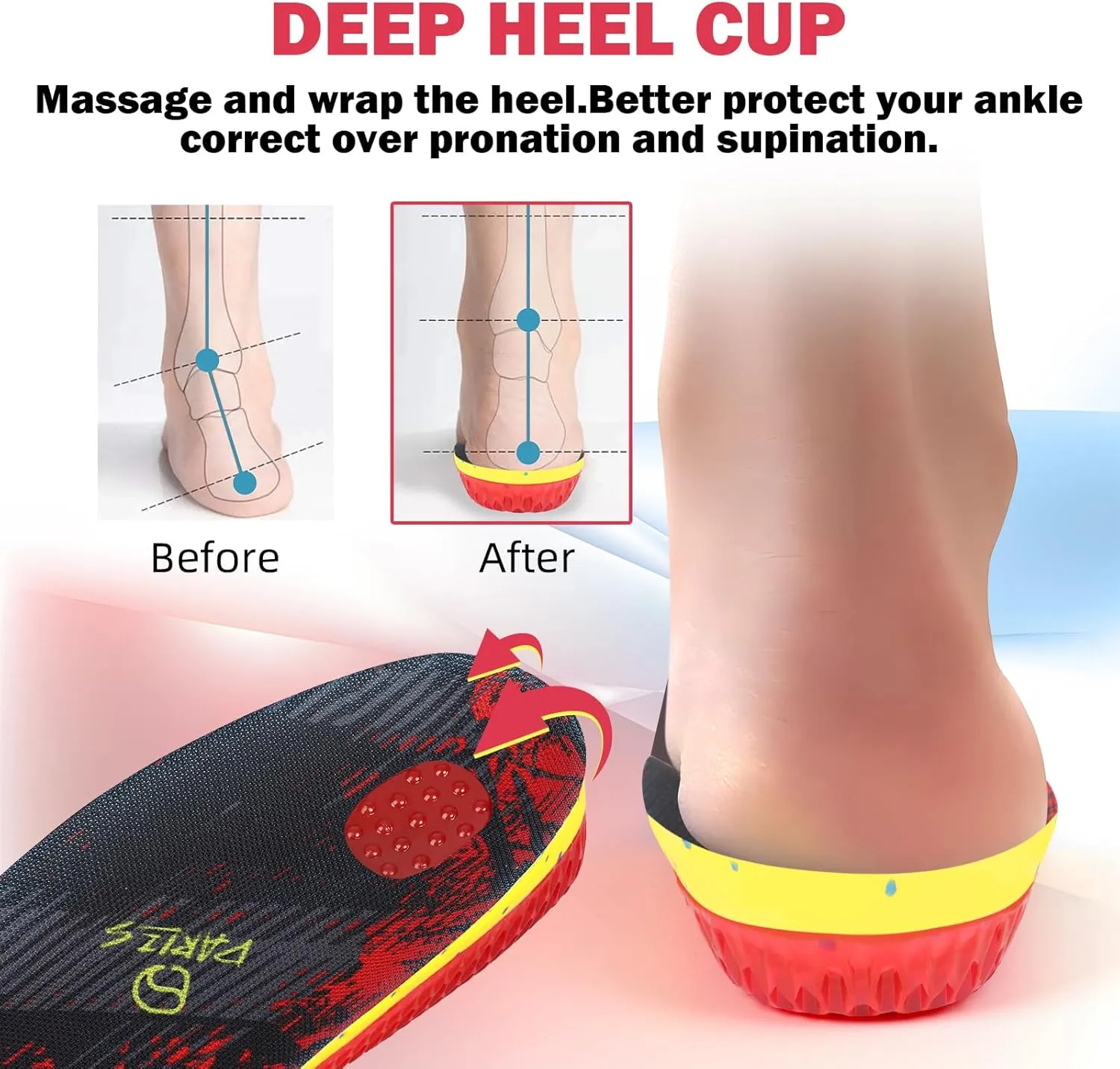 Work Heavy Duty Support Pain Relief Insoles-Shock Absorption-Cushioning 220  lbs Medium Arch Support Shoe Insert Men Women Anti Fatigue - Soft Comfortable Work Boot Insoles - Foot Pain Relief
