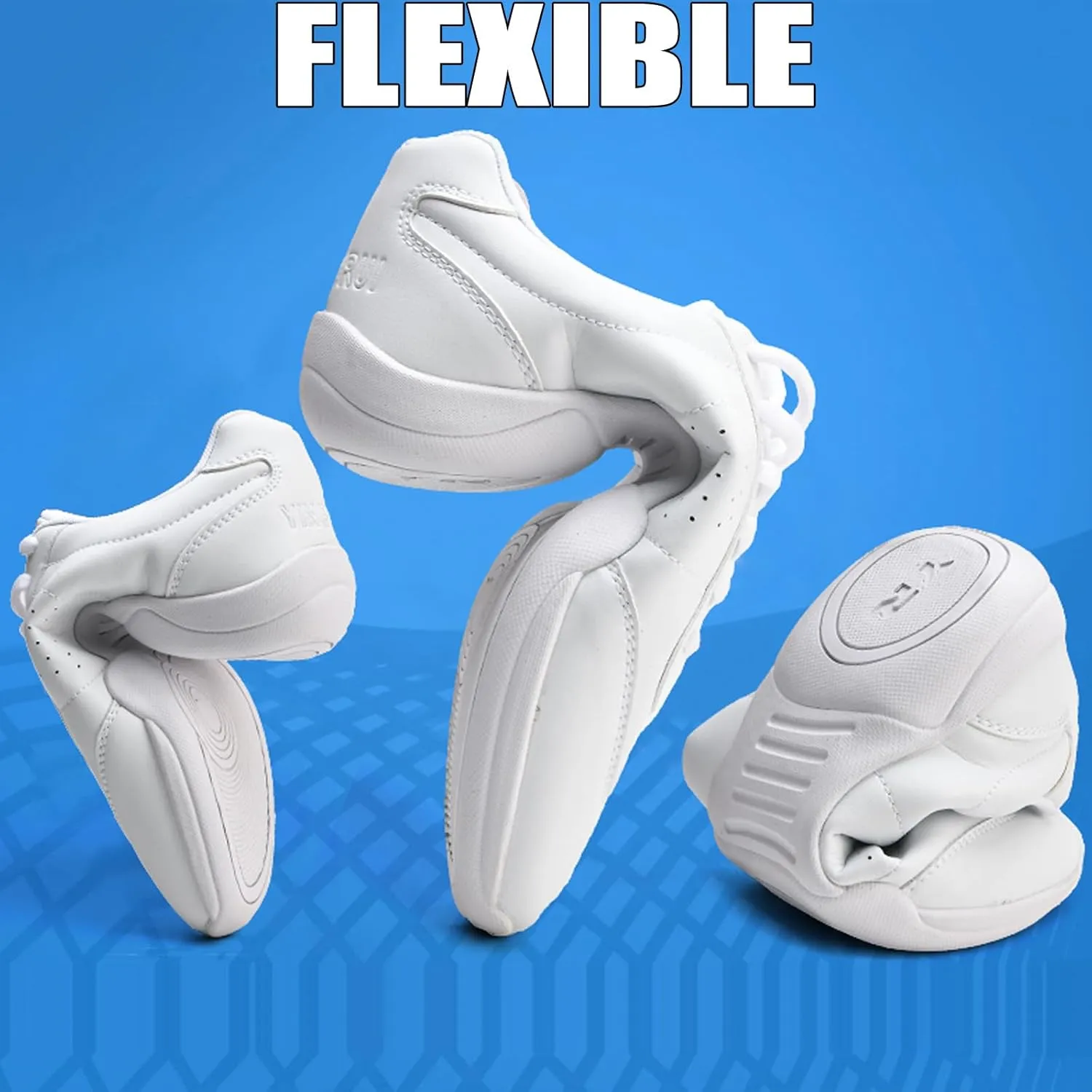 WUIWUIYU Boys Girls White Lace-up School Cheer Shoes Chearleading Dancing Sports Shoe Sneakers