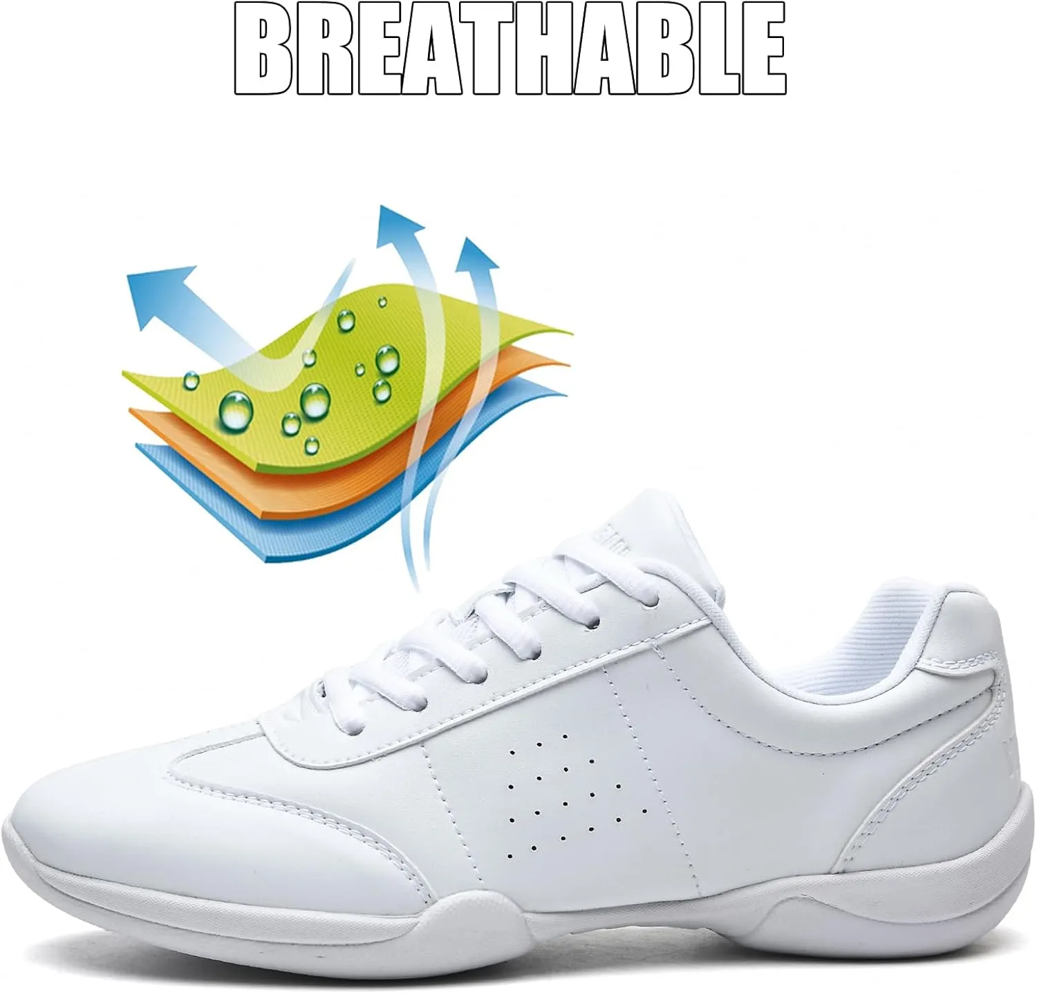 WUIWUIYU Boys Girls White Lace-up School Cheer Shoes Chearleading Dancing Sports Shoe Sneakers