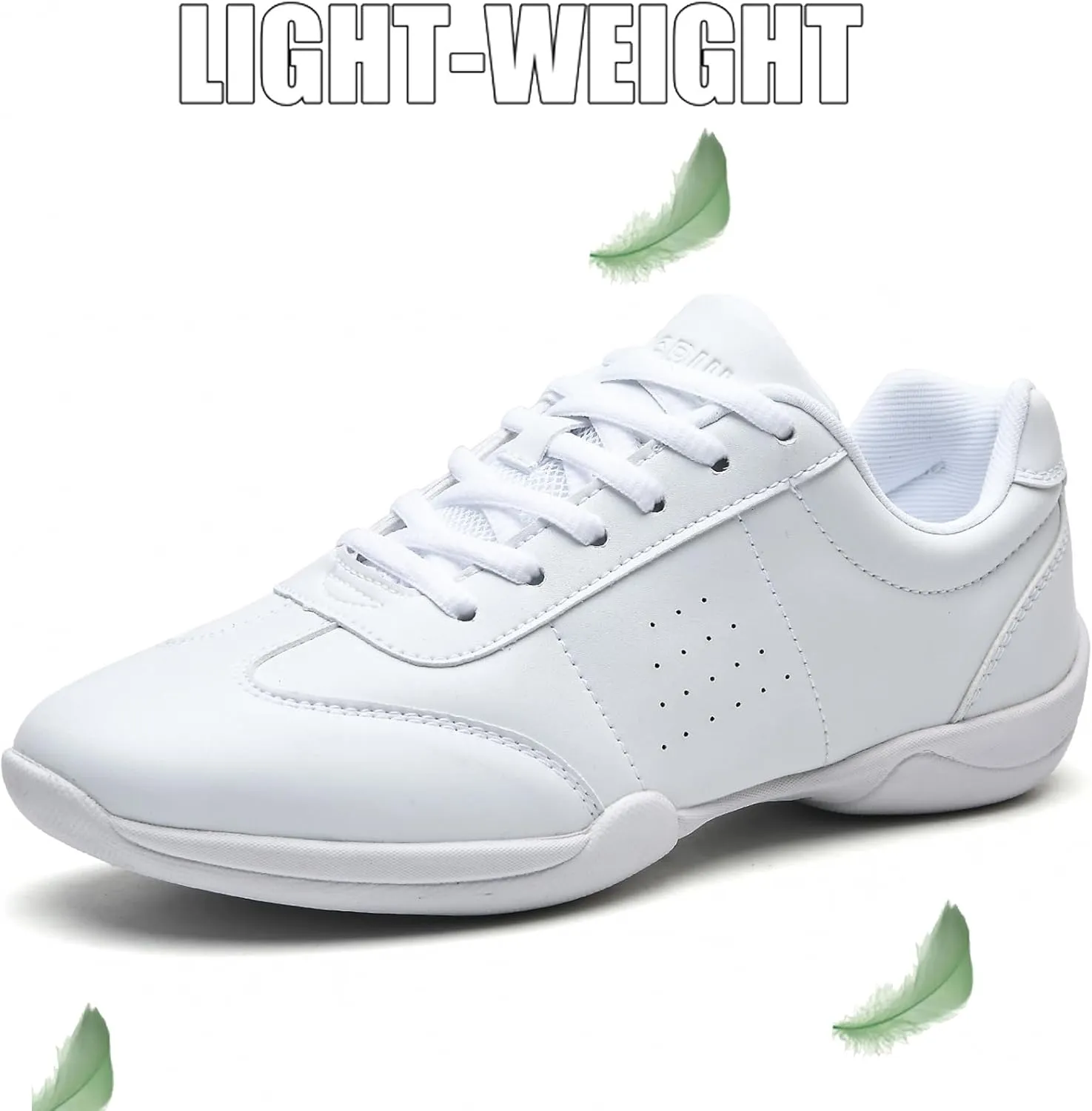 WUIWUIYU Boys Girls White Lace-up School Cheer Shoes Chearleading Dancing Sports Shoe Sneakers