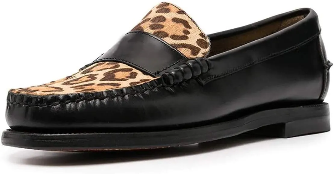 YDN Women Casual Slip On Loafers Flats Round Closed Toe Suede Animal-Print Patchwork Leather Hidden Low Heel Slide Dress Pump Ladies Girls Comfort Walking Driver Shoes