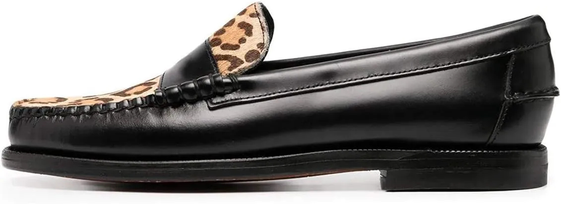 YDN Women Casual Slip On Loafers Flats Round Closed Toe Suede Animal-Print Patchwork Leather Hidden Low Heel Slide Dress Pump Ladies Girls Comfort Walking Driver Shoes