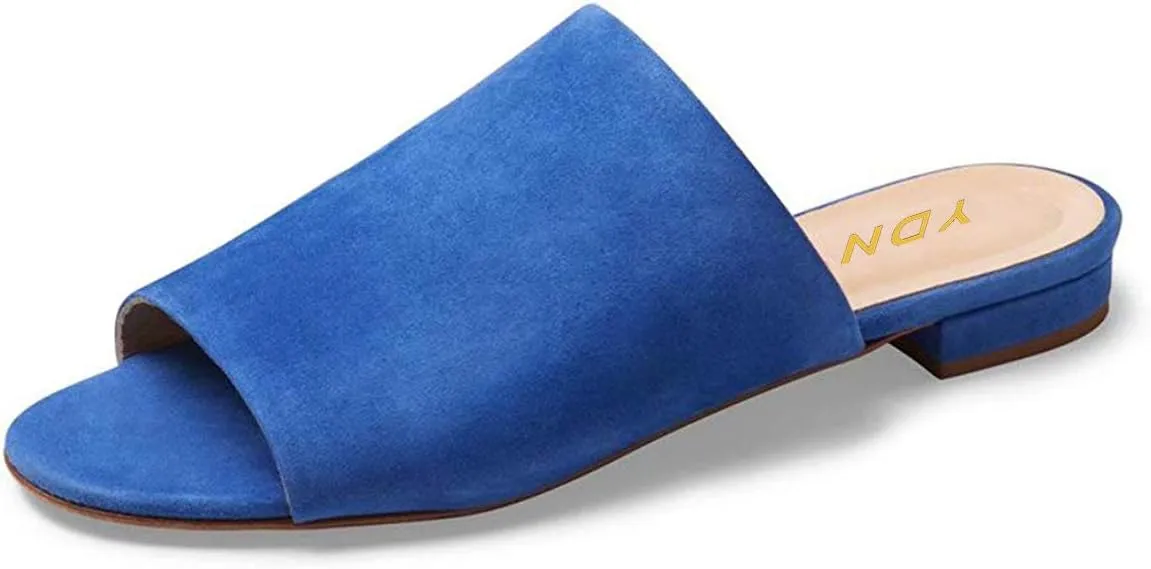 YDN Women Comfy Slip On Mules Flat Low Heels Slide Sandals Backless Summer Vocation Daily Wear Versatile Shoes Size 4-15