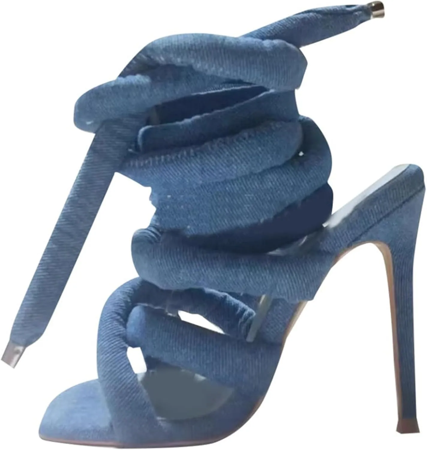 Yishaweiqi Strappy Sandals for Women Rope Lace up Gladiator Sandals Sexy Square Open Toe Stiletto High Heels Tie Up Heeled Sandals for Women